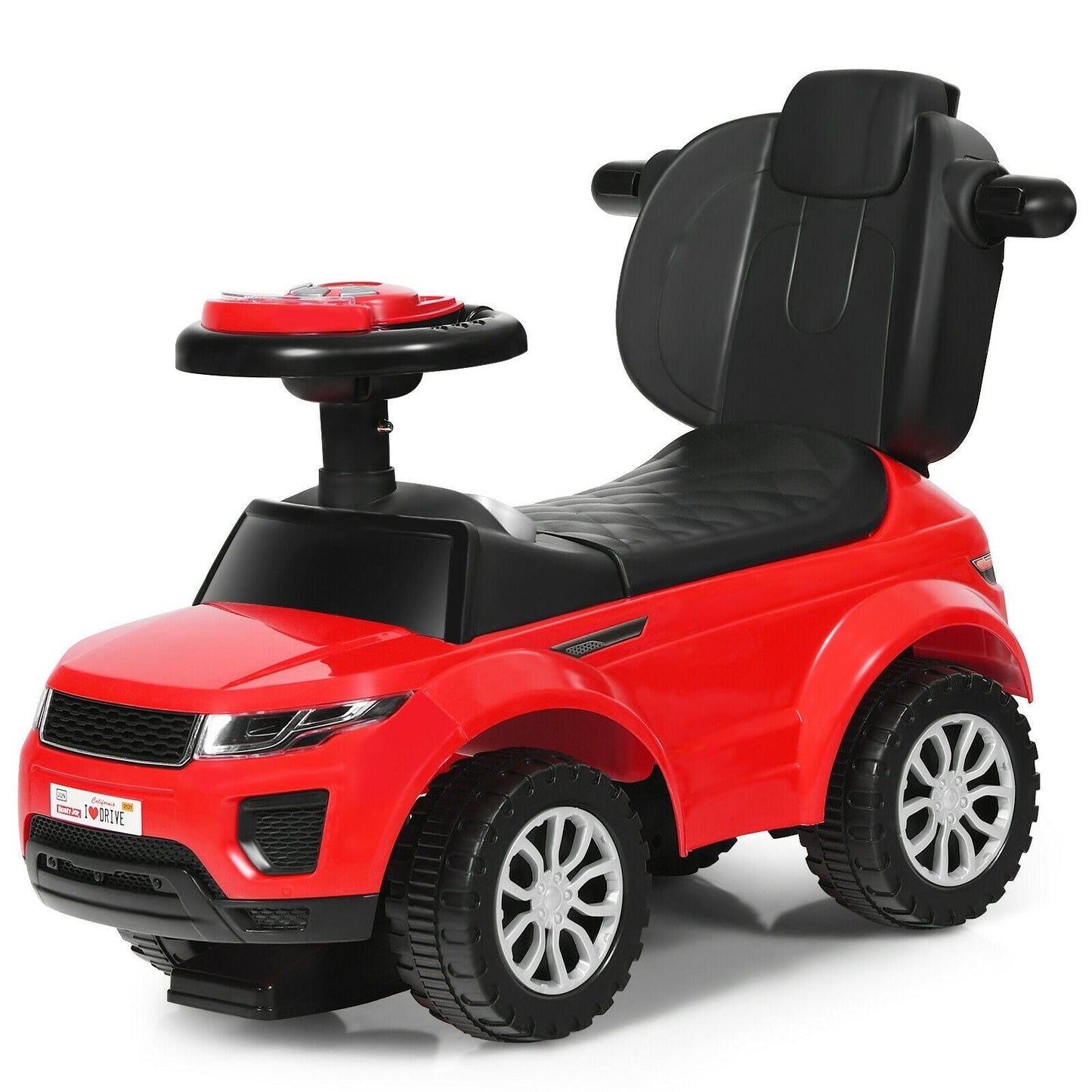 Poussette convertible 3-en-1 pour tout-petit et voiture à pousser - Rouge
