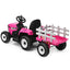 12V Pink Ride-On Tractor with Ground Loader for Kids 3+ Years