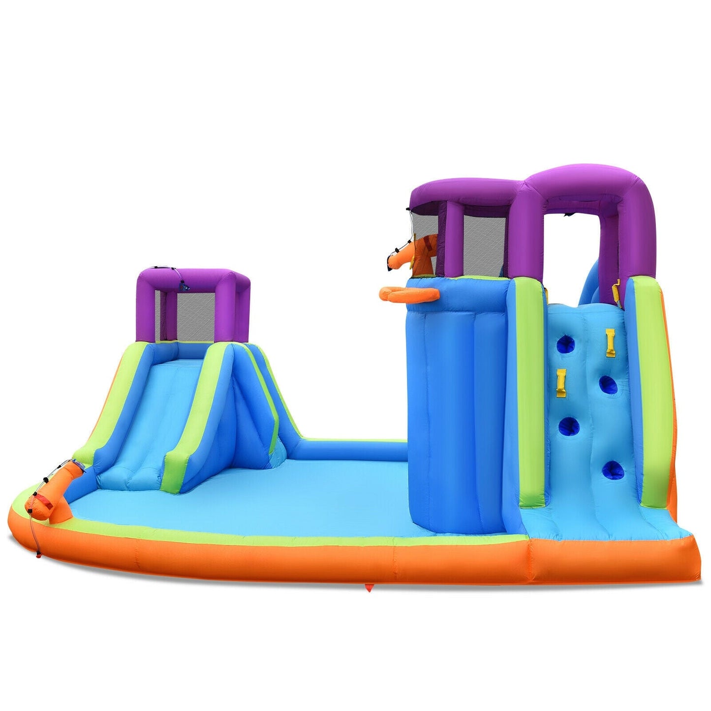 Château Gonflable à Double Toboggan Aquatique 6-en-1