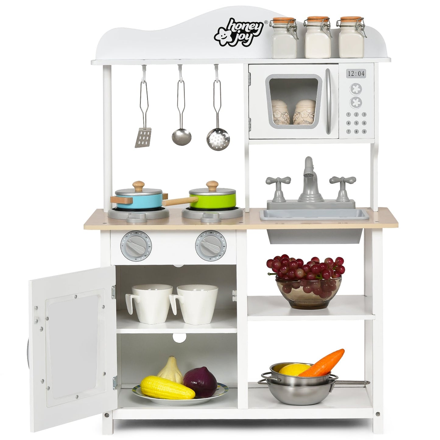 Wooden Pretend Play Kitchen Set for Kids with Accessories