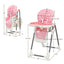 Folding Baby High Dining Chair with 6-Level Height Adjustment - Pink
