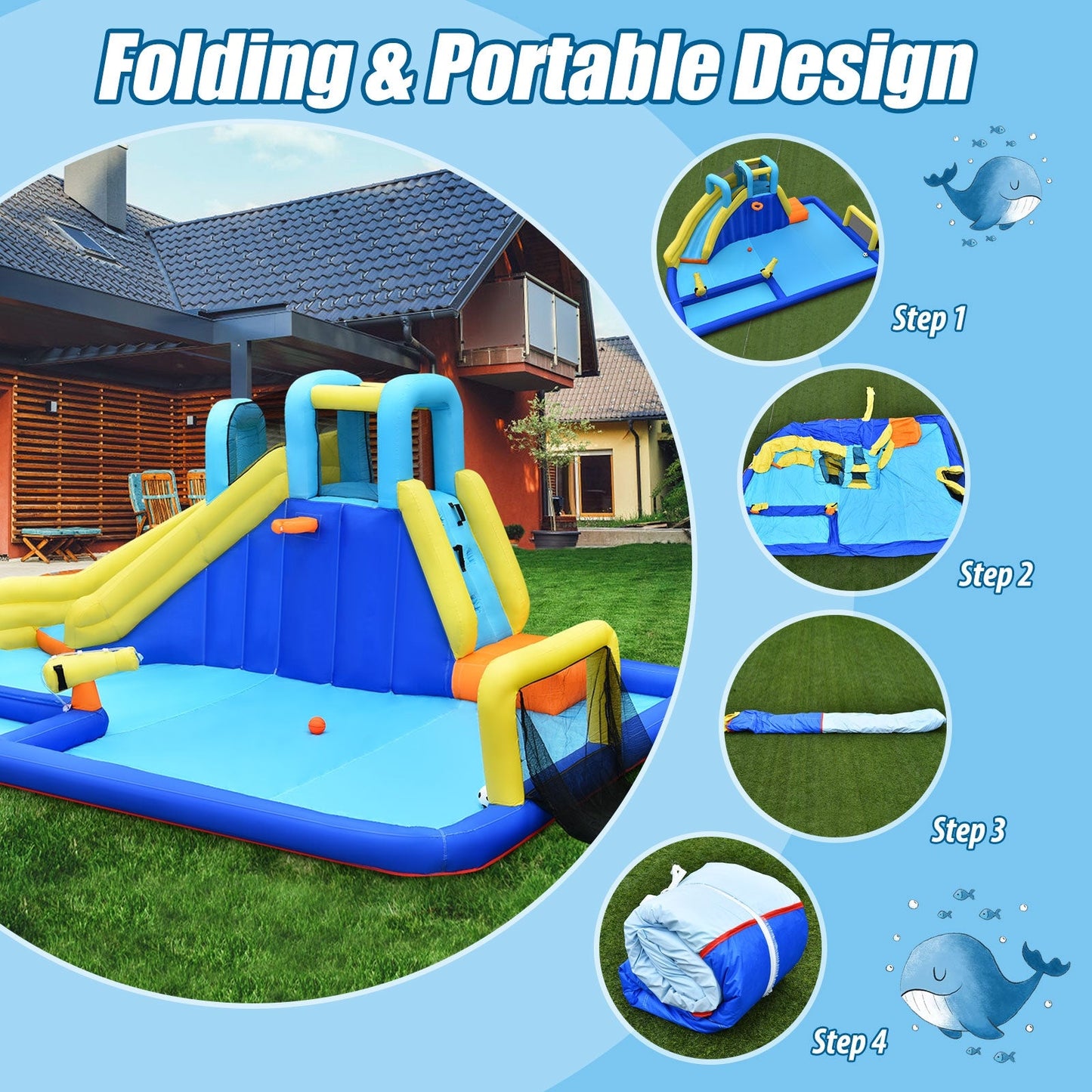 Casa de Salto Inflable 6 en 1 con Tobogán de Agua