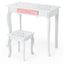 Ensemble de table de maquillage et de tabouret pour enfants Princesse avec miroir pliant - Blanc