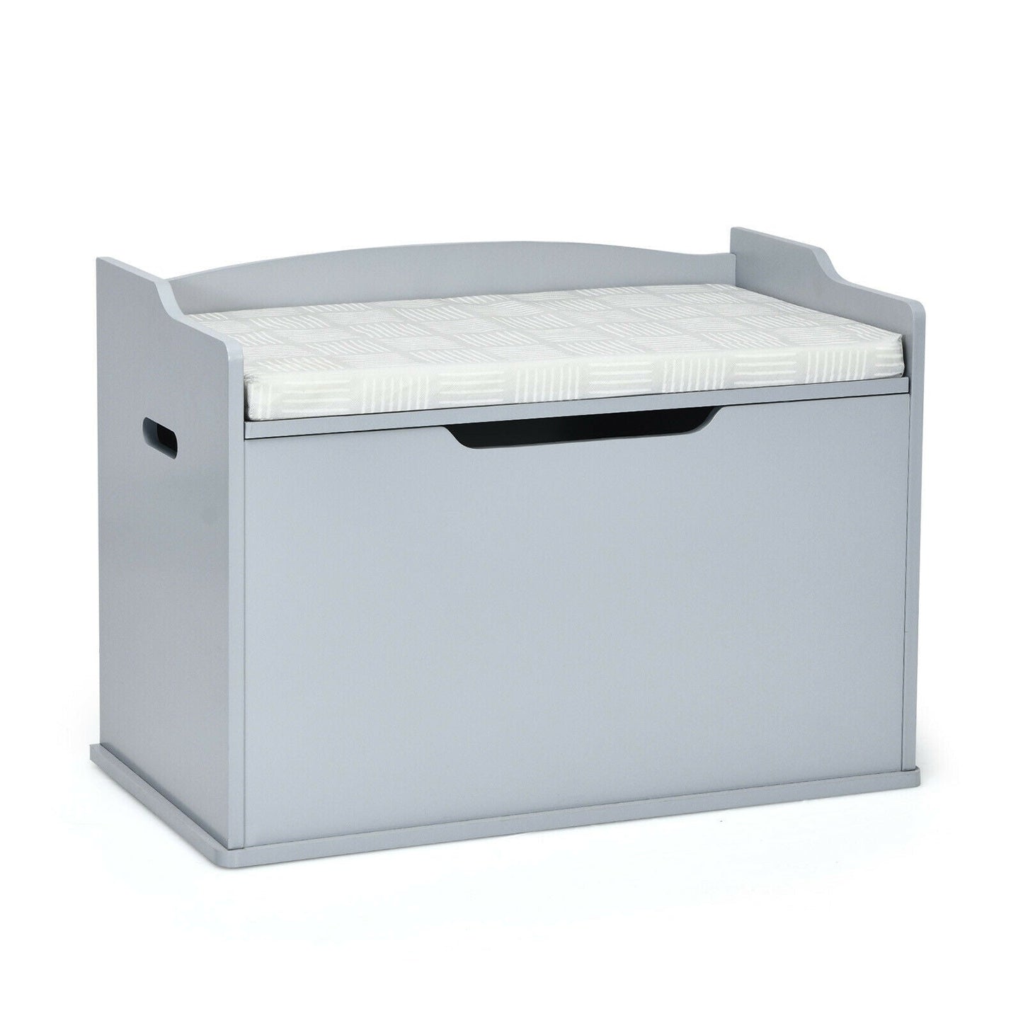 Banco de Almacenamiento de Madera para Niños con Tapa Abatible y Cojín - Gris