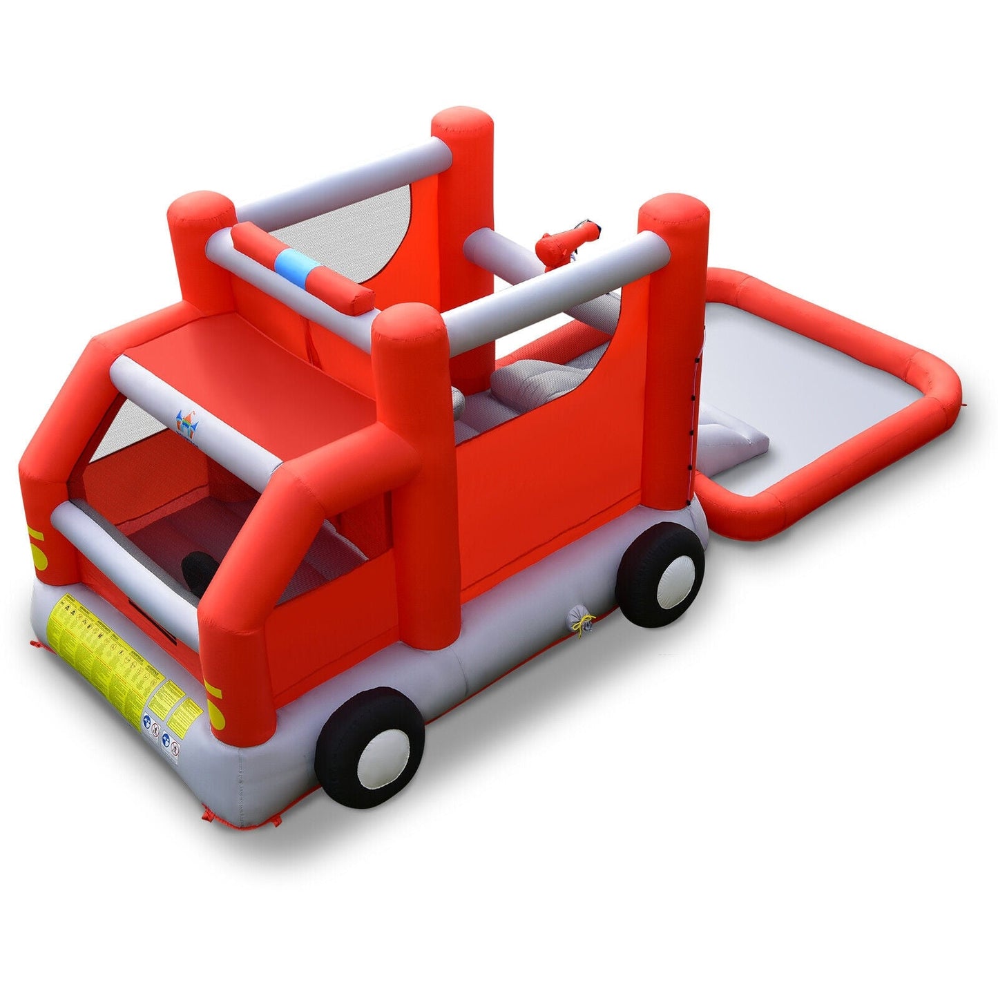Fire Truck Themed Inflatable Castle Water Park for Kids