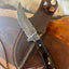 Artisan Crafted Damascus Steel Hunting Knife with Sheep Horn Grip and Engraved Guard - Korvel
