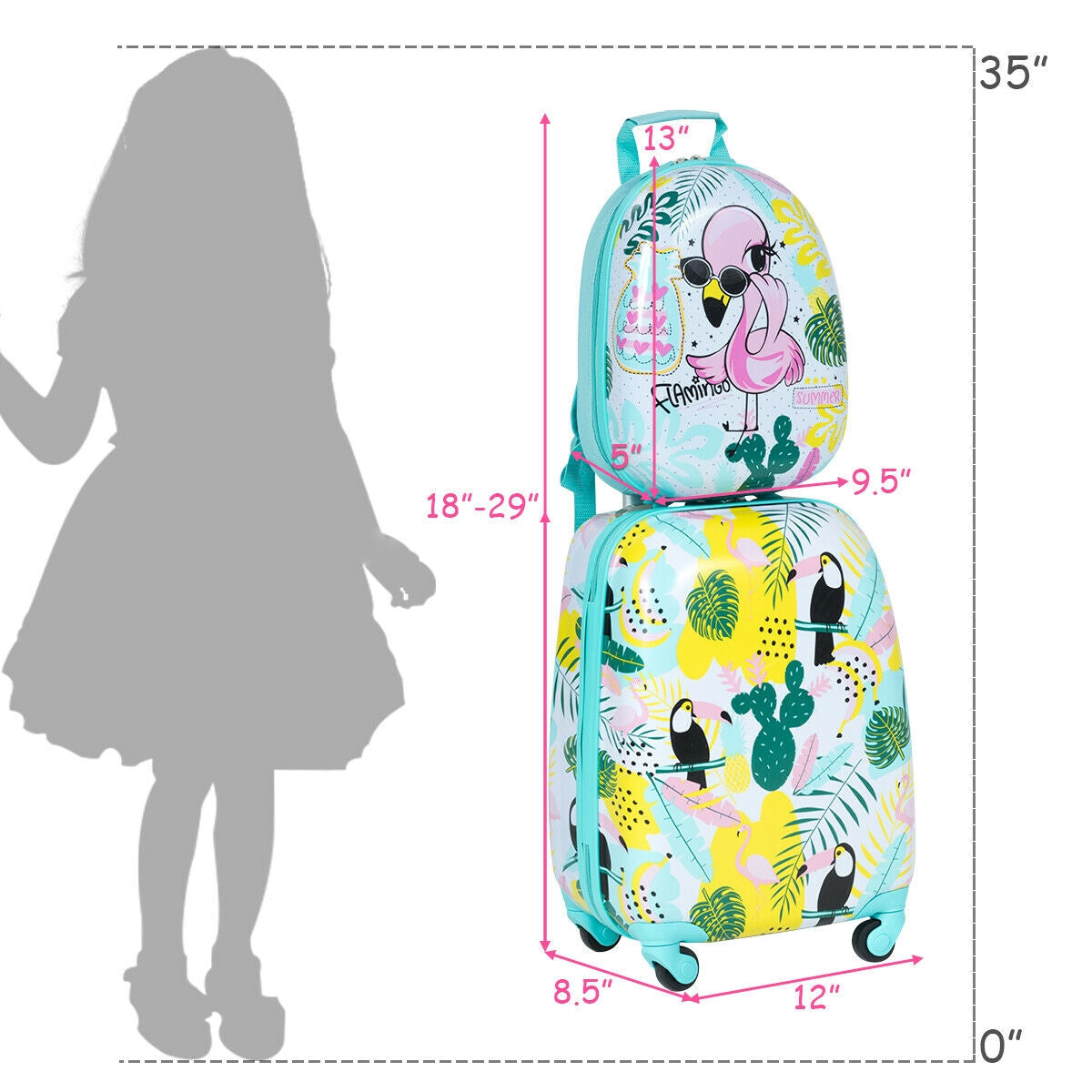 Gbruno 2-Piece Kids' Luggage Set: Backpack & Rolling Suitcase