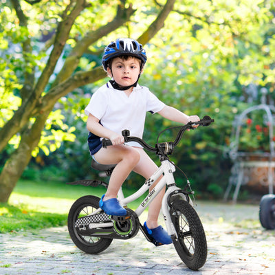 12 Inch Kids Bike with Training Wheels - White