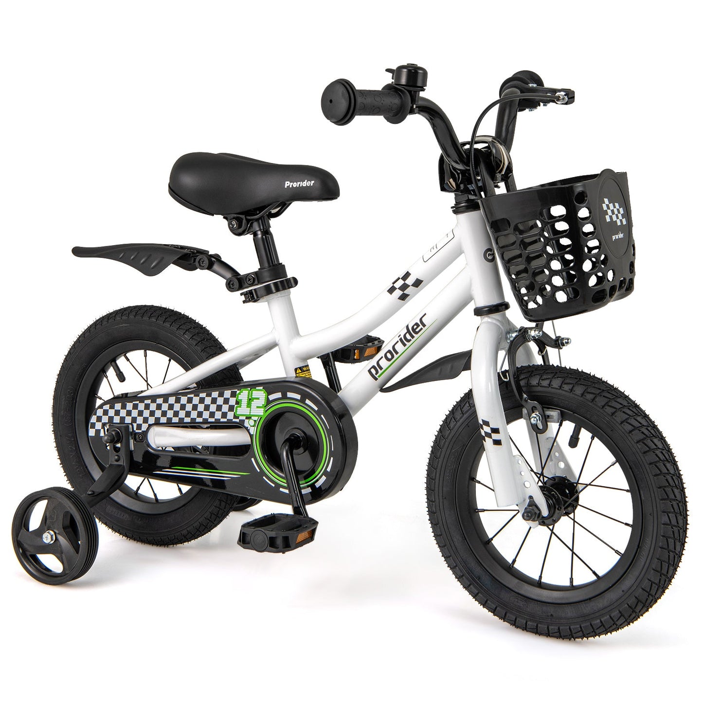 Bicicleta para Niños de 12 Pulgadas con Ruedas de Entrenamiento - Blanca