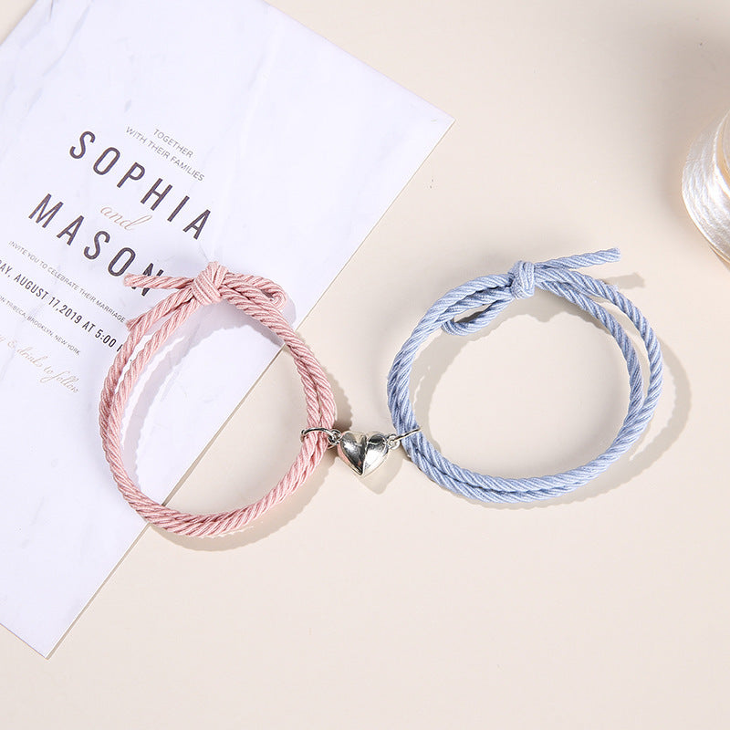Bracelets de Couple Magnétiques - Charme Cœur en Acier Inoxydable