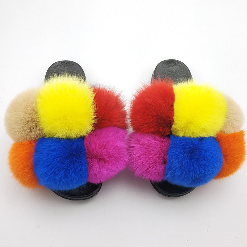 Zapatillas de Piel Sintética Premium para Mujeres - Pantuflas Abiertas y Esponjosas