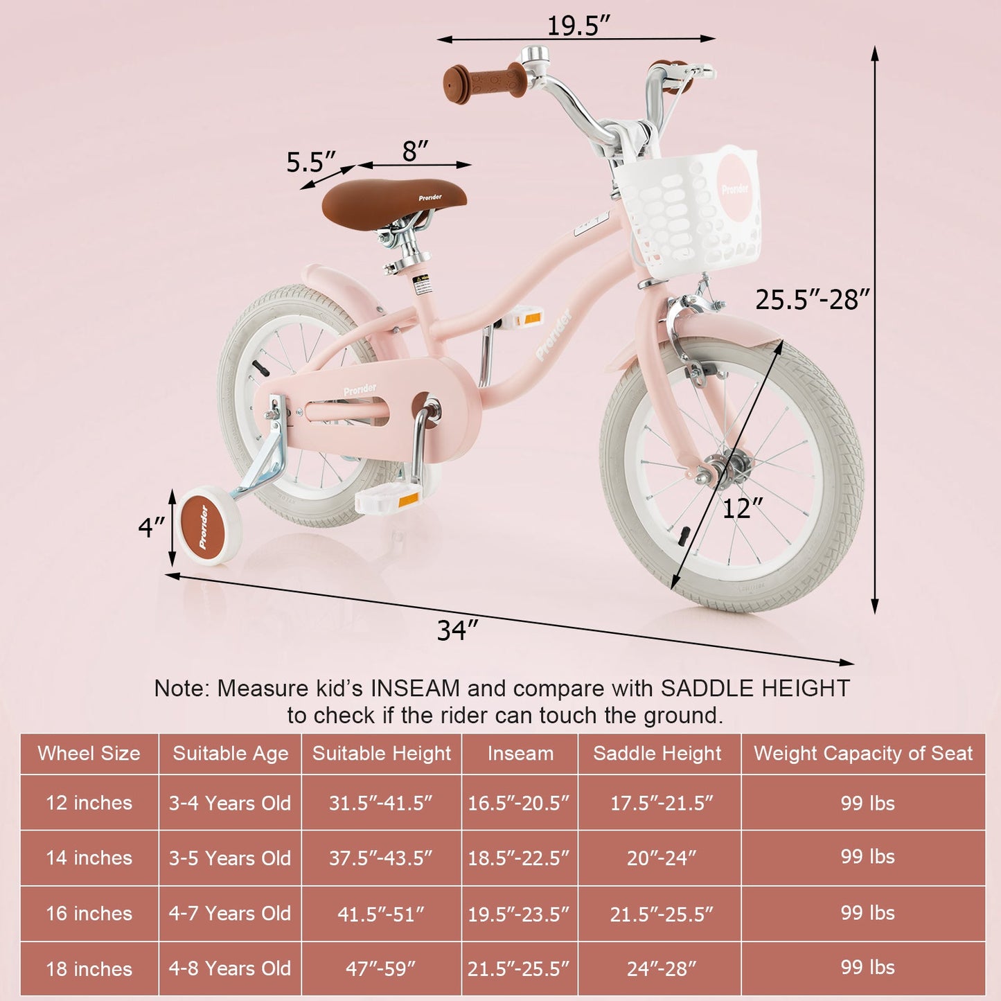 12-Inch Kids Bike with Training Wheels for Ages 3-8