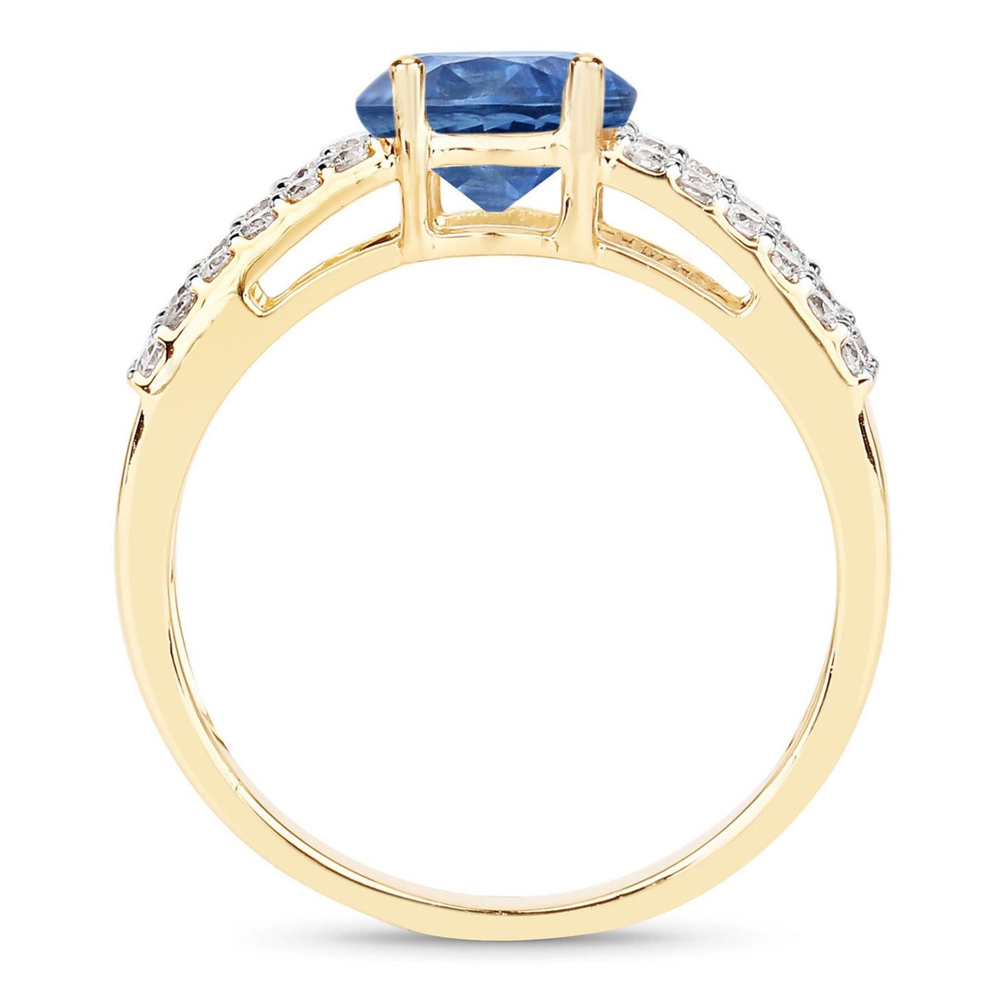 1.29 Carat Blue Sapphire and Diamond 14K Yellow Gold Engagement Ring
