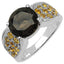 Anillo de Plata Esterlina con Cuarzo Ahumado y Citrino de 3.78 Quilates