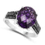3.96 Carat Amethyst & Black Diamond Sterling Silver Ring