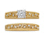 Anillo de Compromiso Art Deco de Plata Esterlina .925 Baño de Oro Amarillo de 14K
