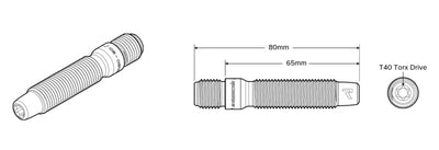 Raceseng Premium Titanium Wheel Stud Conversion Kit - M14x1.5mm (80mm Length, Supports Up to 15mm Spacer) - Korvel
