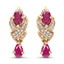 Pendientes de Rubí y Diamante Blanco de 1.12 Quilates en Oro Amarillo de 14K