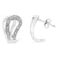 .925 Sterling Silver Pave-Set Diamond Accent Horseshoe Hoop Earrings