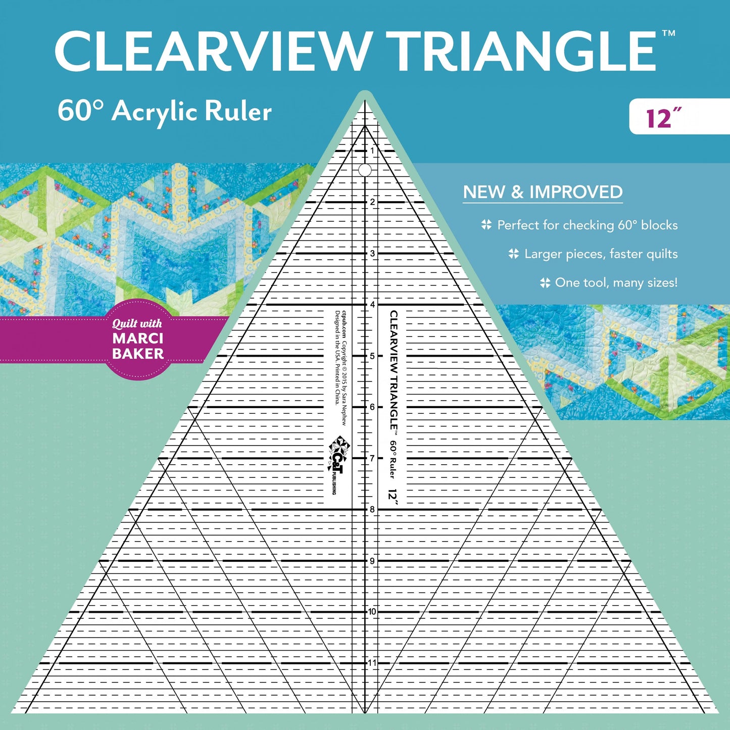 12-Inch Clearview Triangle Ruler for Quilting