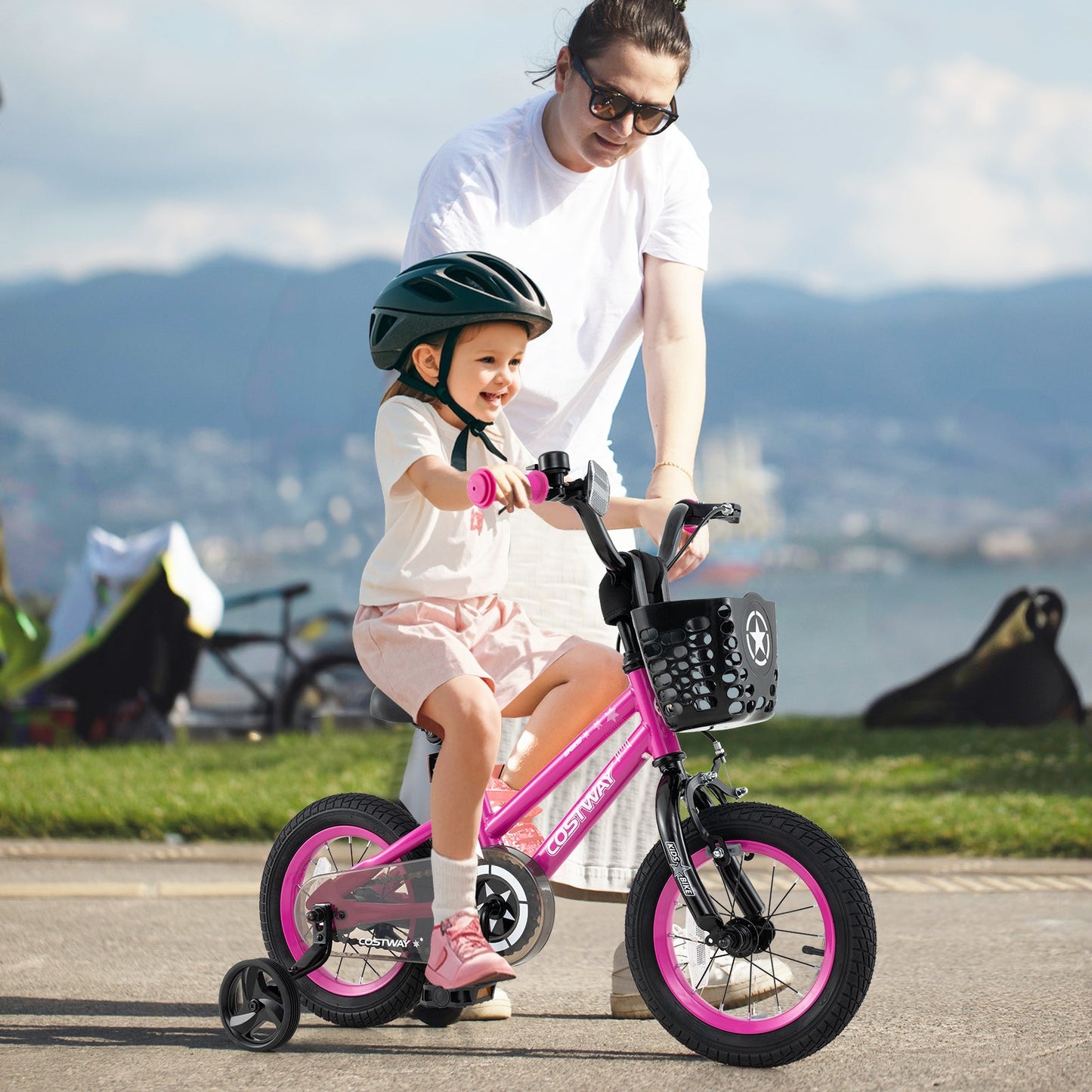 Vélo pour enfants de 12 pouces avec siège réglable et panier avant