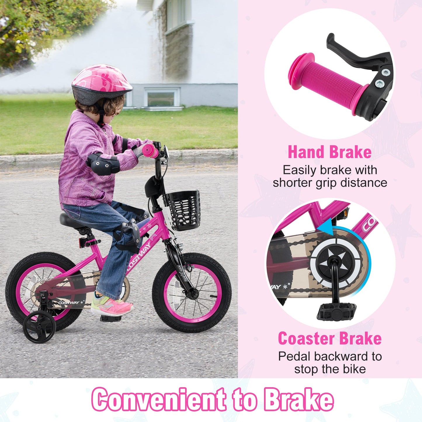 Vélo pour enfants de 12 pouces avec siège réglable et panier avant