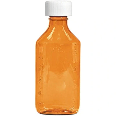 12 oz Amber Plastic Bottle with Child Resistant Cap - 100 Pack