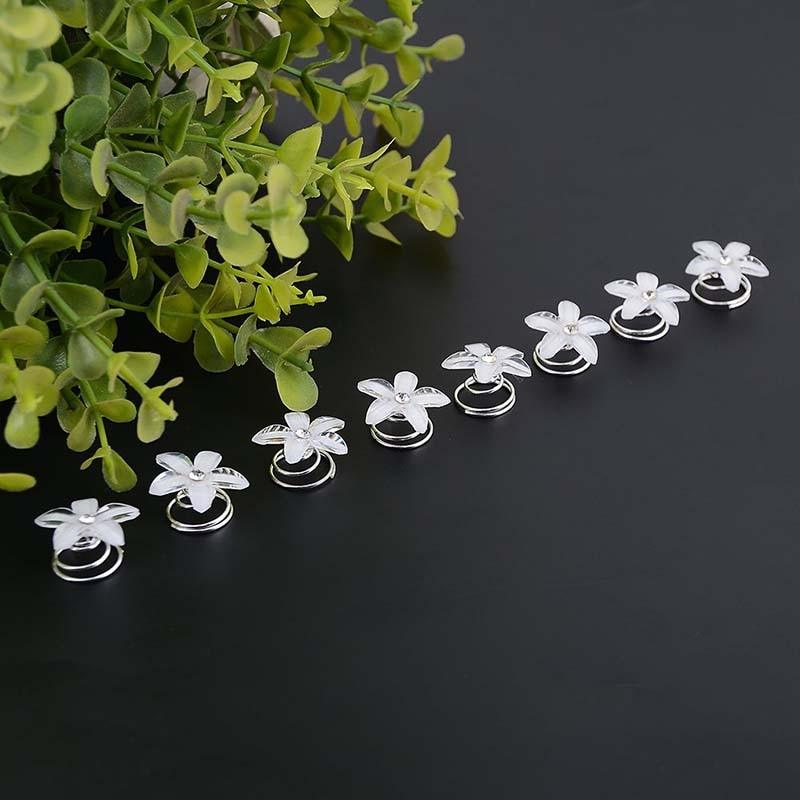 12-Piece Elegant Bridal Hair Pins Set - Twisted Crystal Flower Accessories for Weddings - Korvel