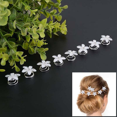 12-Piece Elegant Bridal Hair Pins Set - Twisted Crystal Flower Accessories for Weddings - Korvel