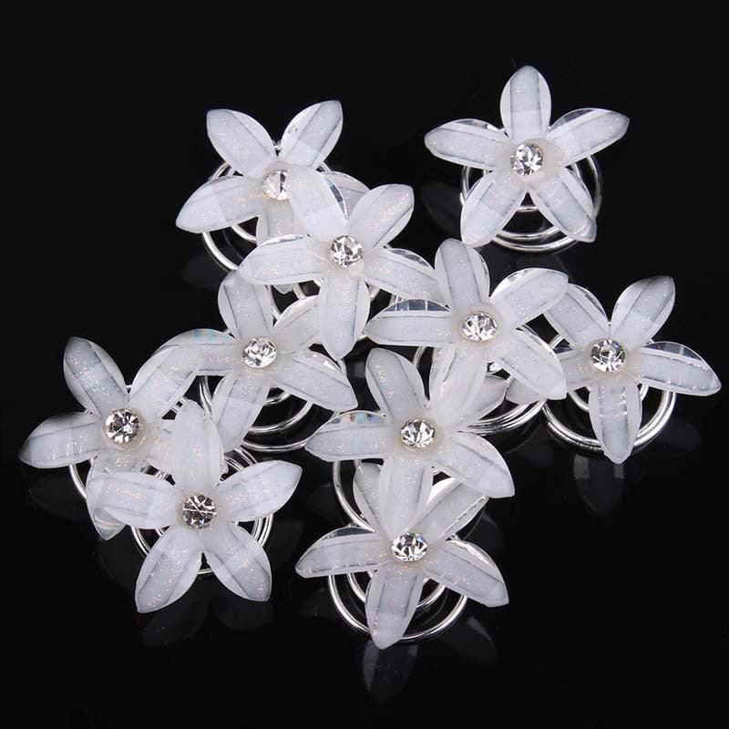 12-Piece Elegant Bridal Hair Pins Set - Twisted Crystal Flower Accessories for Weddings - Korvel