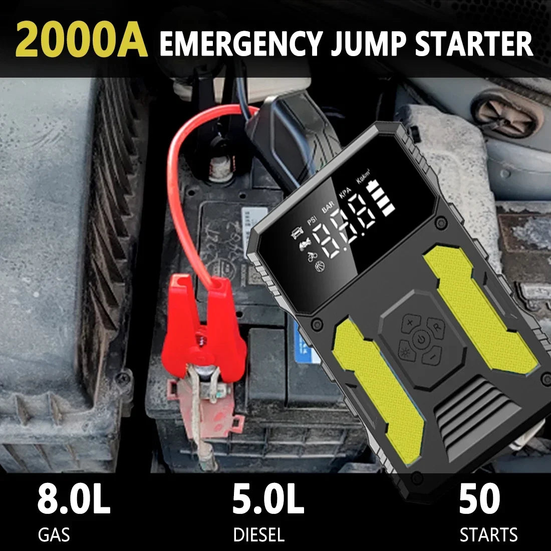 12V Lithium  Booster Jump Starter and Air Compressor - Korvel