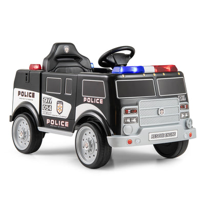 12V Battery Powered Electric Vehicle with 3 Speeds and Megaphone - Black