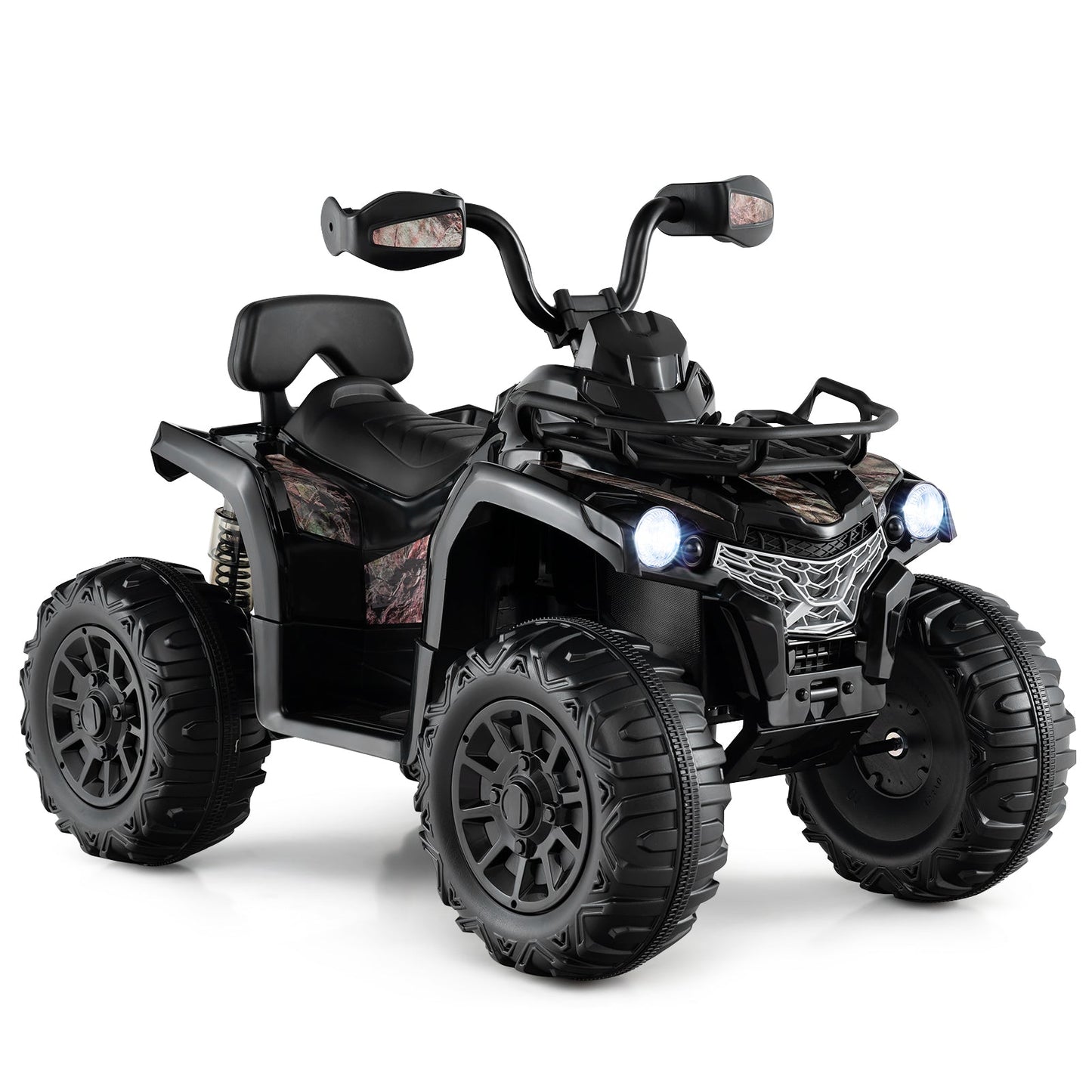 ATV 4 Roues Électrique 12V pour Enfants avec MP3 et Phares - Noir Uni