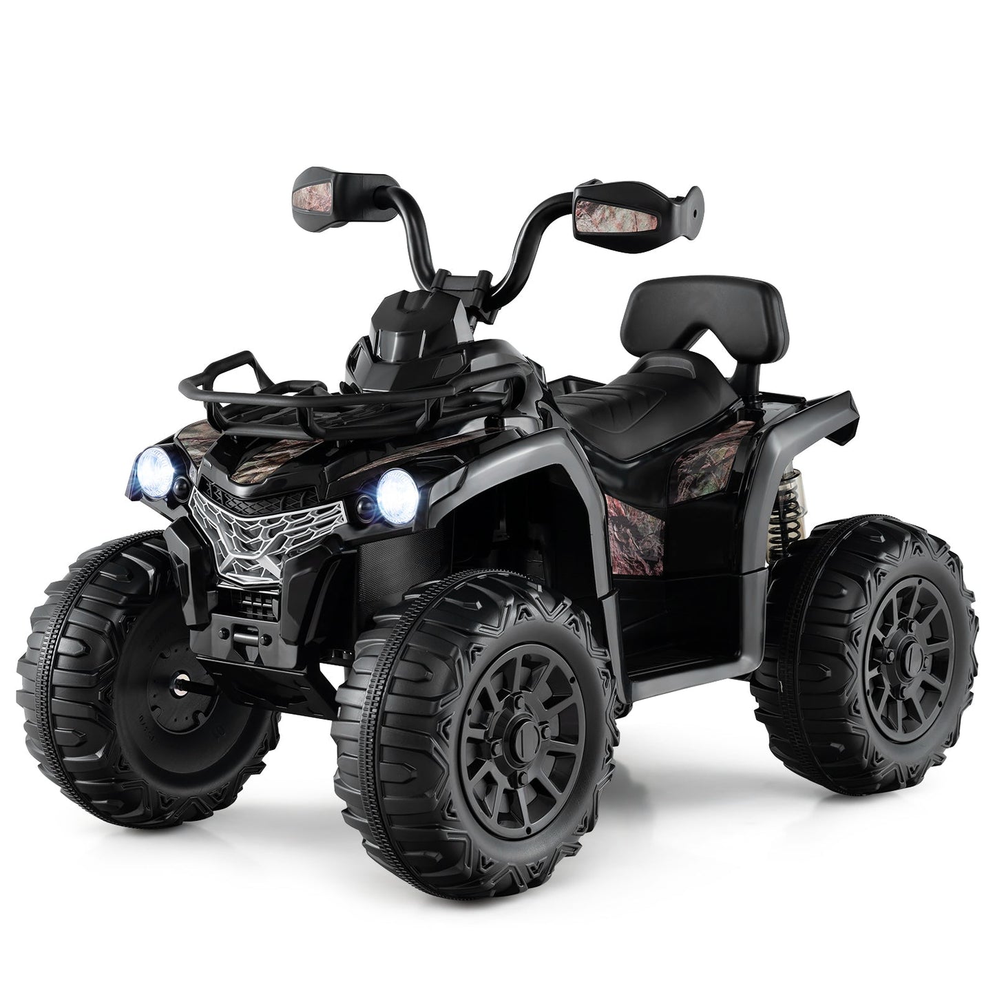 ATV 4 Roues Électrique 12V pour Enfants avec MP3 et Phares - Noir Uni