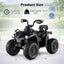 ATV 4 Roues Électrique 12V pour Enfants avec MP3 et Phares - Noir Uni