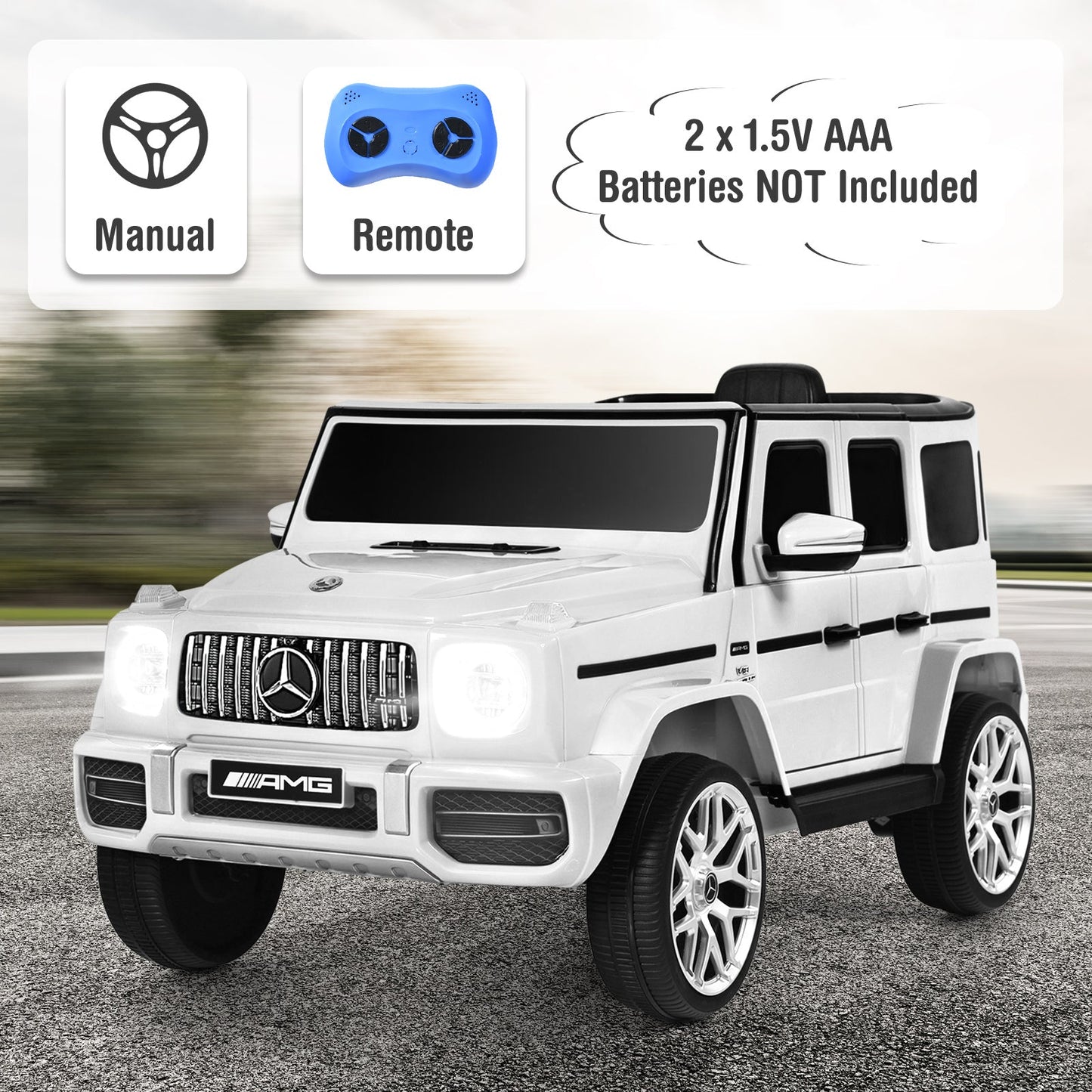 12V Mercedes-Benz G63 Kids Ride On Car - White