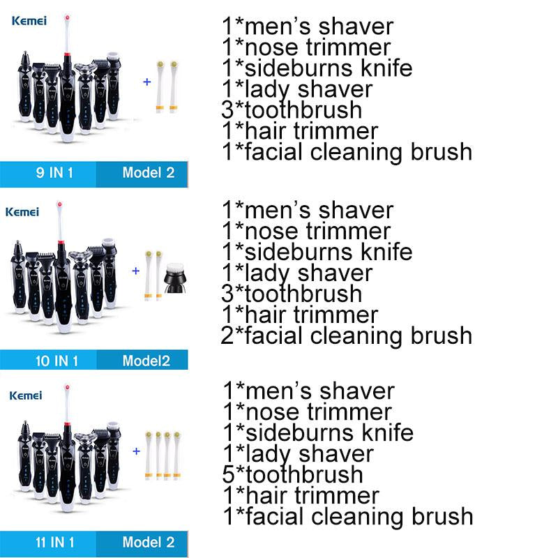 Rasoir électrique 3D Kemei 7-en-1 pour hommes et tondeuse à barbe