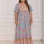 Elegante vestido maxi de talla grande con mangas de volantes en rosa púrpura