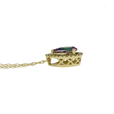 Treated Topaz & Diamond Pendant in 14KT Yellow Gold