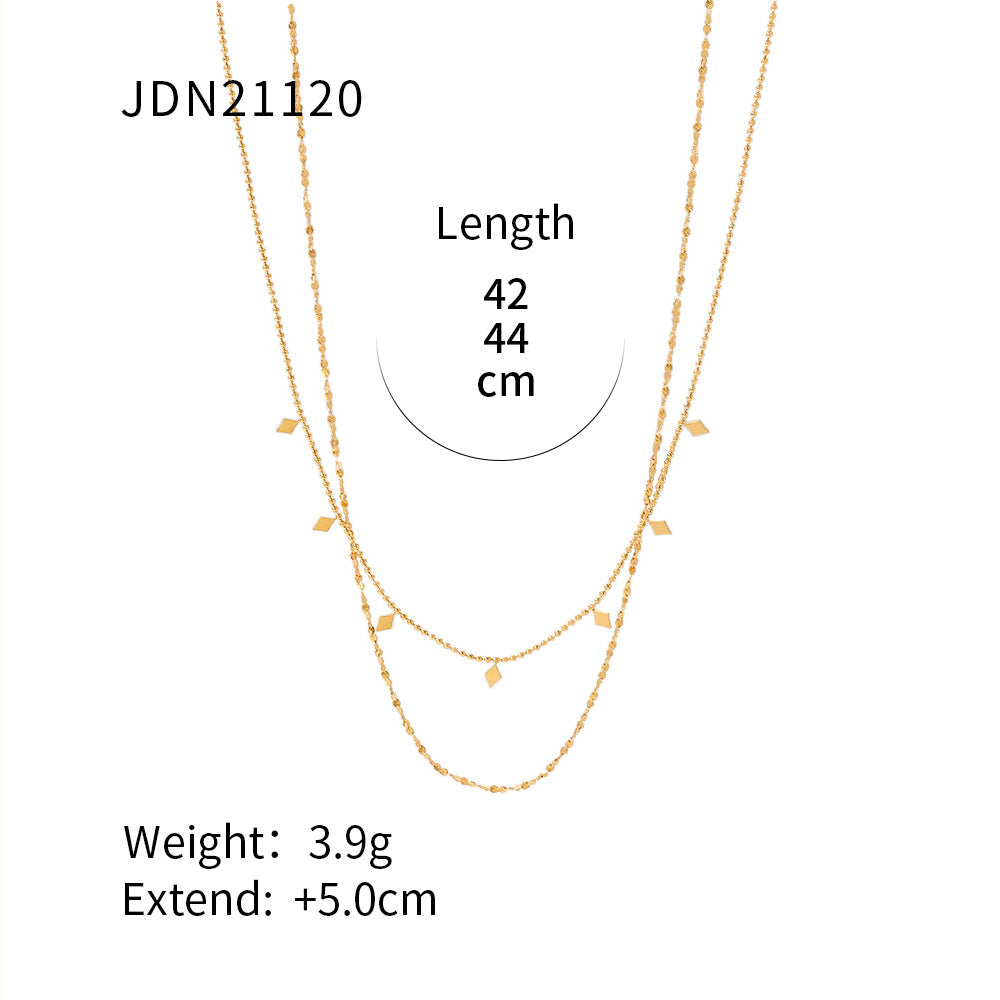 Double layered tassel necklace French fashion niche collarbone chain light luxury niche design necklace - Korvel