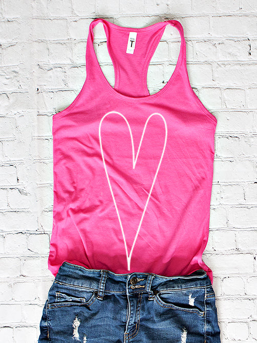 White Heart Tank Top - Stylish and Comfortable