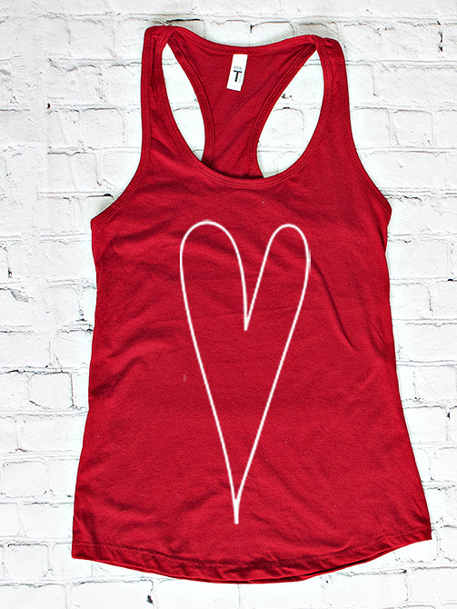 White Heart Tank Top - Stylish and Comfortable