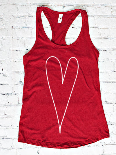 White Heart Tank Top - Stylish and Comfortable