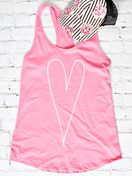 White Heart Tank Top - Stylish and Comfortable
