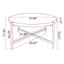 Modern Thread Design Round Coffee Table MDF Table Top with Cross Legs Metal Base(Set of 2 pcs ) - Korvel