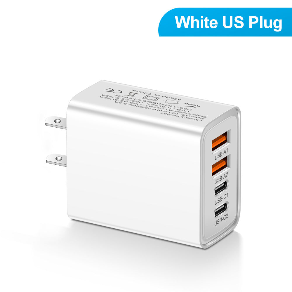 2.4A 2PD+2USB mobile phone charger charging head, American standard, European standard, British standard, travel charging head - Korvel