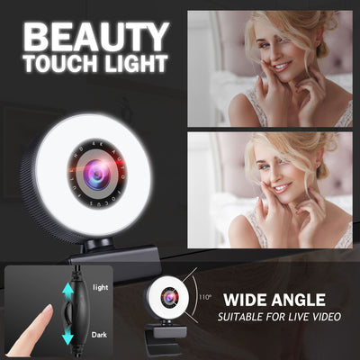 4K High-Definition Autofocus Webcam with Fill Light