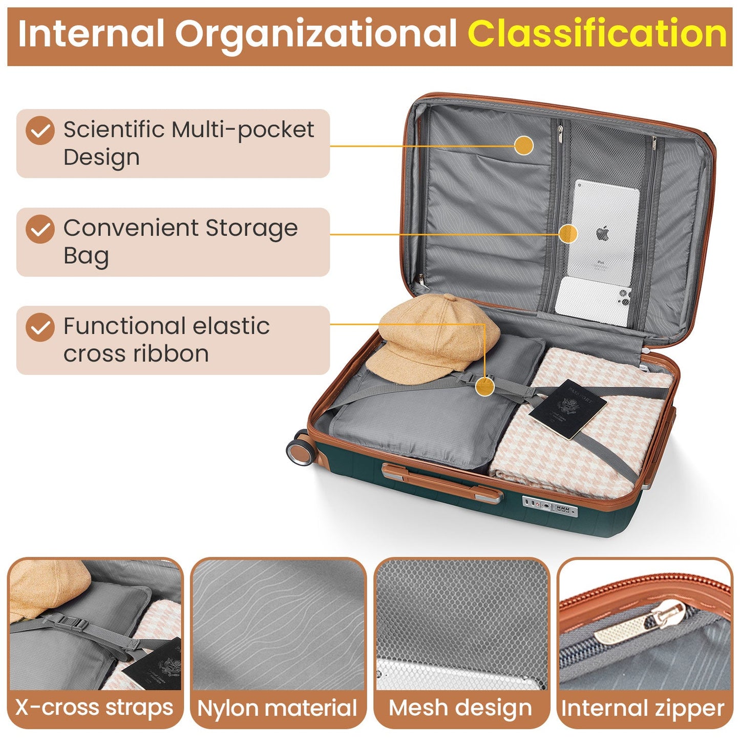 Premium 4-Piece Luggage Set with 360-Degree Spinner Wheels
