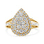 10K Yellow Gold Plated .925 Sterling Silver Diamond Cocktail Ring - Size 7