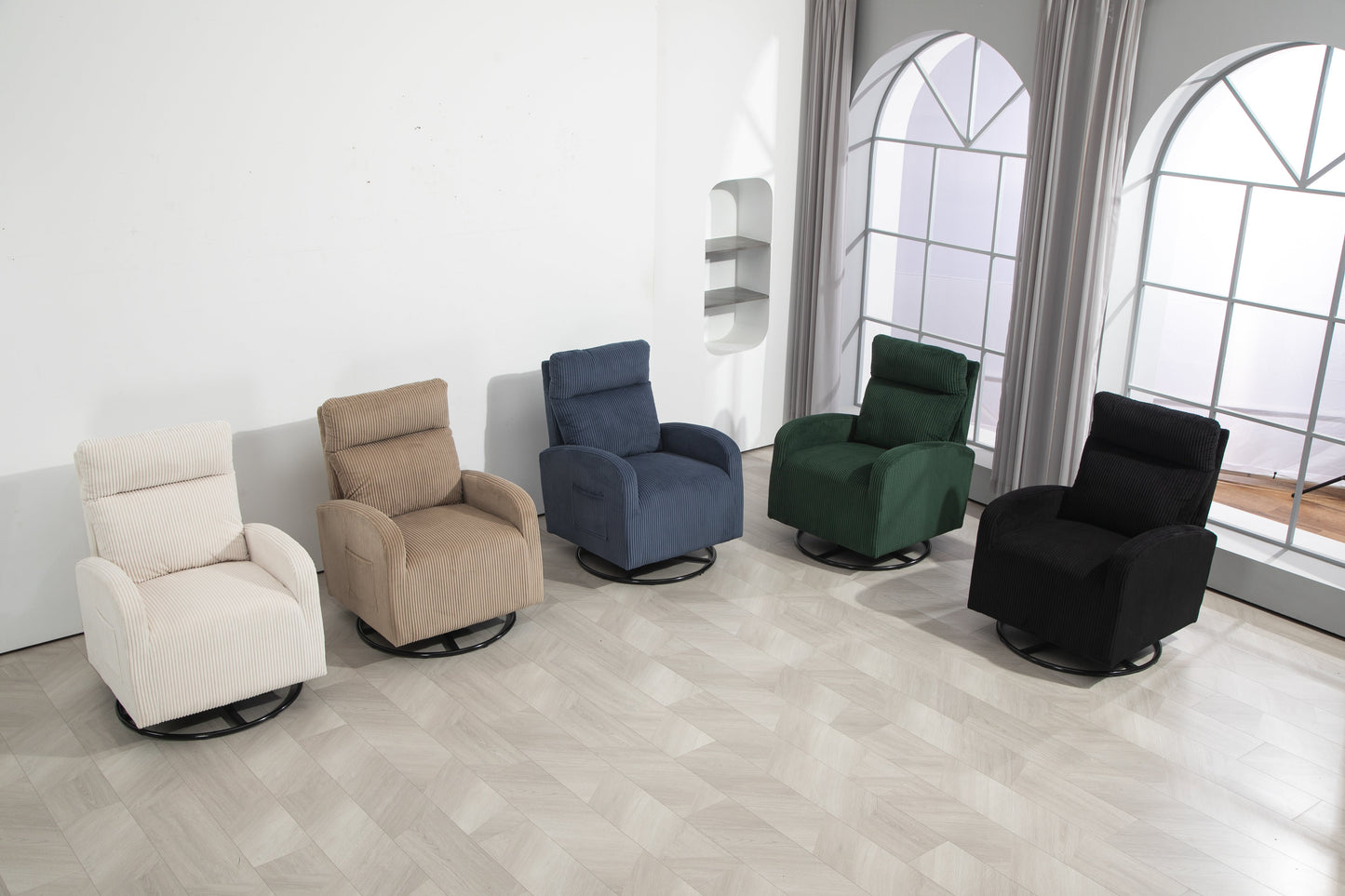 Silla mecedora giratoria tapizada JiaDa en beige